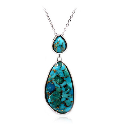 Collier en argent et Turquoise cuivrée bleue (Faszination Türkis)