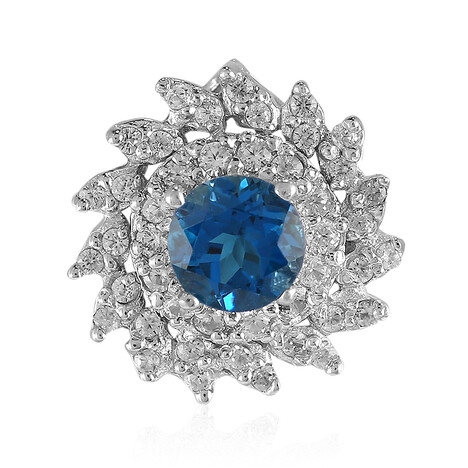 Pendentif en argent et Topaze bleu de Londres