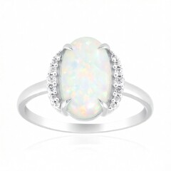 Brasilianischer Weißer Opal-Goldring