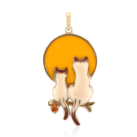 Orange Sapphire Silver Pendant