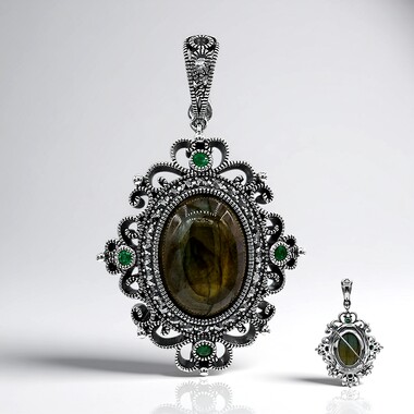 Broche en argent et Labradorite (Annette classic)