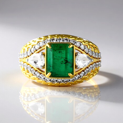 Anello in argento con Smeraldo Zambia (Gems en Vogue)