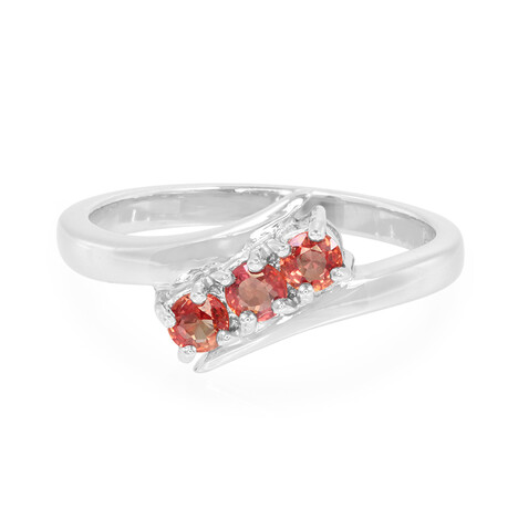 Oranger Saphir-Silberring