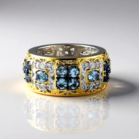 Anello in argento con Acquamarina della Tanzania (Gems en Vogue)