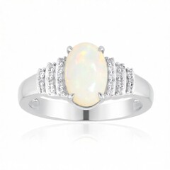 Brasilianischer Weißer Opal-Goldring