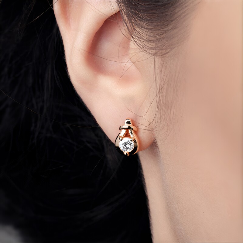 Boucles d'oreilles en or et Diamant rose de France SI1 d'Argyle  (Annette)