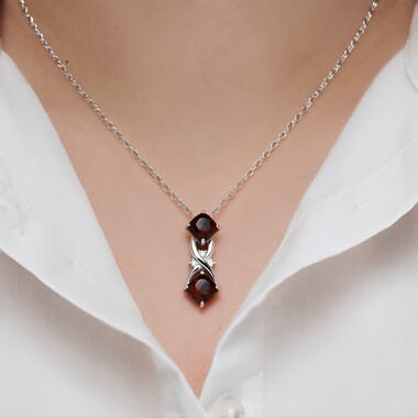 Pendentif en argent et Obsidienne acajou