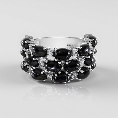 Bague en argent et Diopside étoilé d'Inde