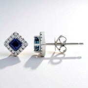 Pendientes en oro con Zafiro azul Ceylon