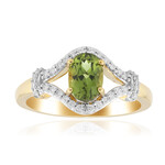 Anillo en oro con Diopsido verde de Madagascar