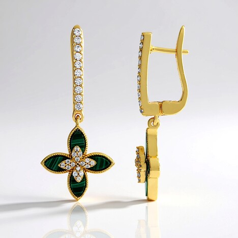 Orecchini in argento con Malachite (Adela Silber)