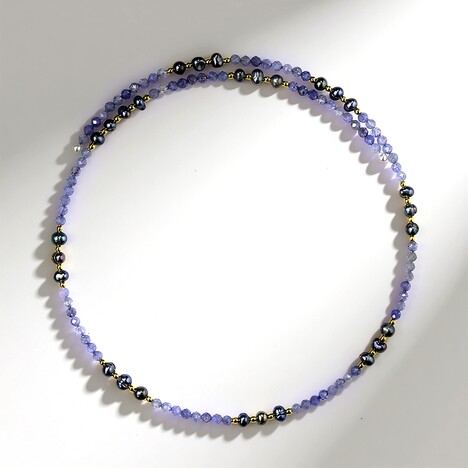 Collana rigida in acciaio con Tanzanite (Riya)