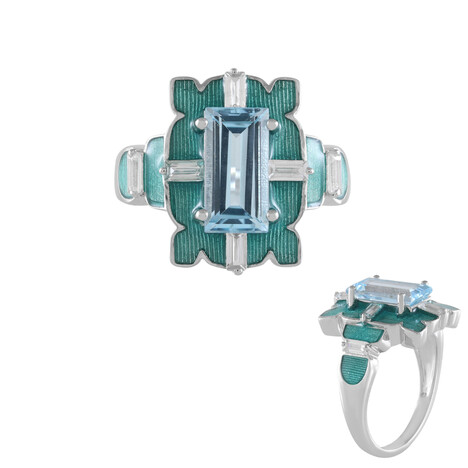 Anello in argento con Topazio Blu Cielo (Adela Silber)