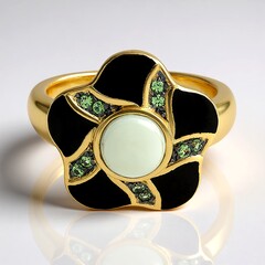 Anello placcato in oro con Ametista Verde