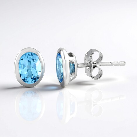 Orecchini in argento con Topazio Blu Svizzero