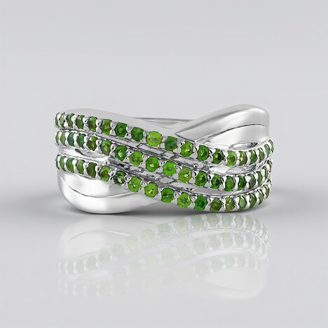 Bague en argent et Diopside de Russie
