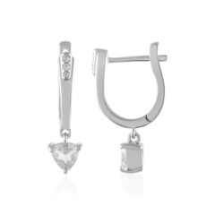 SILBERMOOS Orecchini Donna Rotondi In Argento Sterling 925 Con Topazio Bianco Taglio A Stella