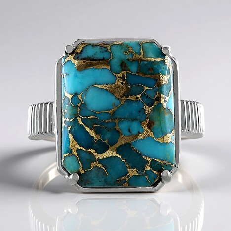 Anello in argento con Turchese Ramato Blu Mohave (Faszination Türkis)