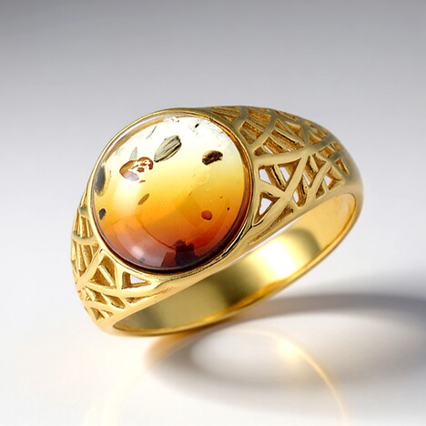 Anello in argento con Ambra Baltica (dagen)