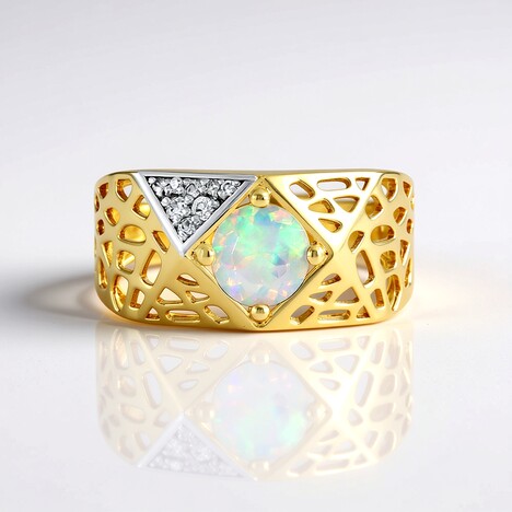 Anello in argento con Opale di Welo AAA (Ornaments by de Melo)