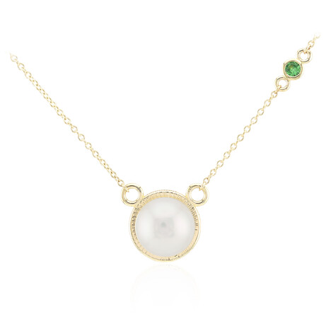 Gouden halsketting met een witte zuidzee parel (Michelle Albala)