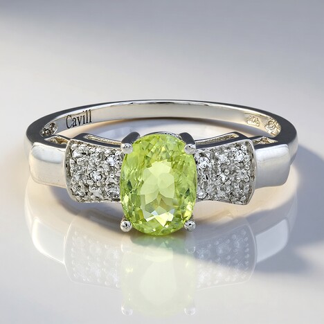 Anello placcato in platino con Tormalina Cuprian