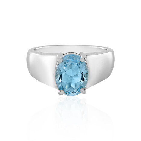 Anillo en plata con Topacio azul cielo