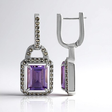 Orecchini in argento con Ametista Rose de France (Annette classic)