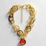 Collana in acciaio inossidabile con Ambra Baltica (dagen)