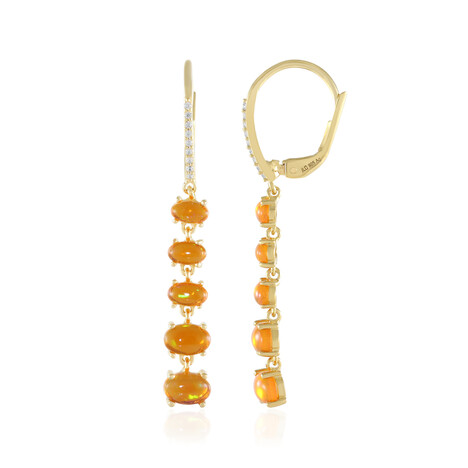 Zilveren oorbellen met Oranje Ethiopische Opalen