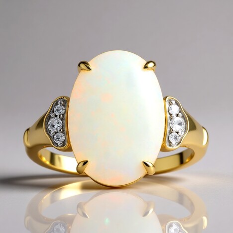 Anello in oro con Opale Bianco Brasiliano