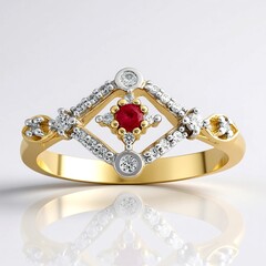 Anello in oro con Berillo Rosso