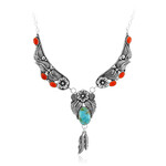 Zilveren halsketting met een Blauwe Kingman Mohave Turkoois (Jones Lee)