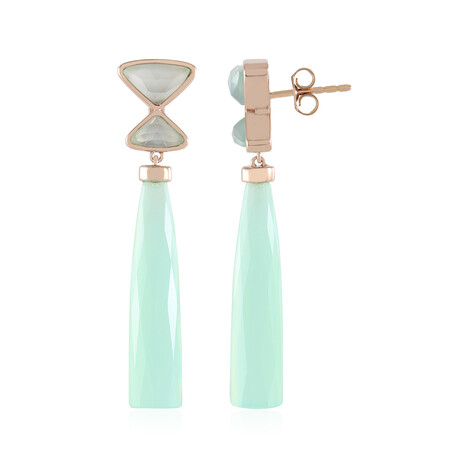 Boucles d'oreilles en argent et Calcédoine verte (KM by Juwelo)
