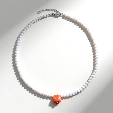 Collana in argento con Conchiglia di Ostrica Spinosa Arancione