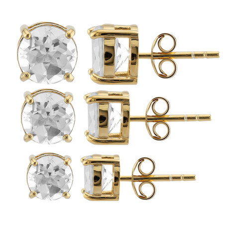 Weißer Topas-Silberohrringe- 3 Paar Set