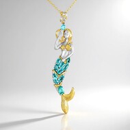 Zilveren halsketting met een Groene fluor apatiet (Gems en Vogue)