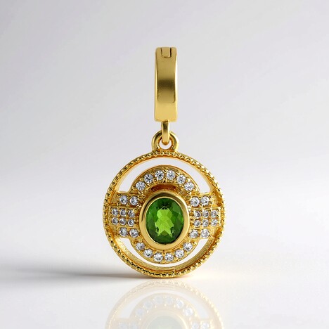 Ciondolo in argento con Diopside Russo