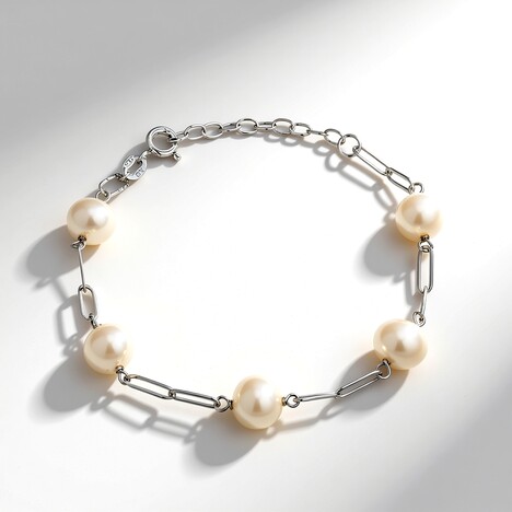 Bracciale in argento con Perla d'Acqua Dolce Bianca