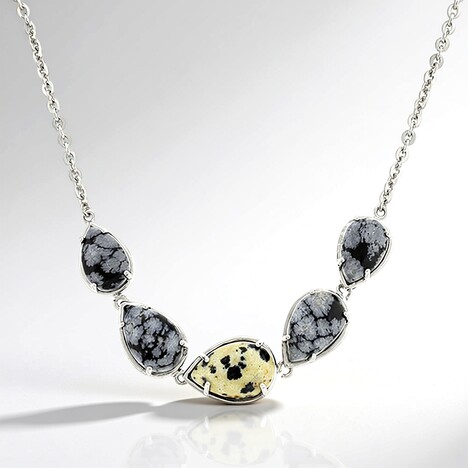 Collana in argento con Diaspro Dalmata