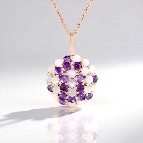 Collana in argento con Pietra di Luna Bianca (KM by Juwelo)