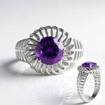 Bague en argent et Améthyste Rose de France (Ornaments by de Melo)