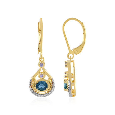 Pendientes en plata con Topacio azul de Londres