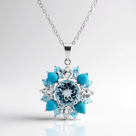 Collana in argento con Topazio Blu Cielo