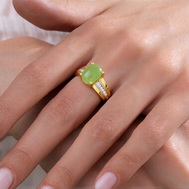 Zilveren ring met een keizerlijk chrysopraas