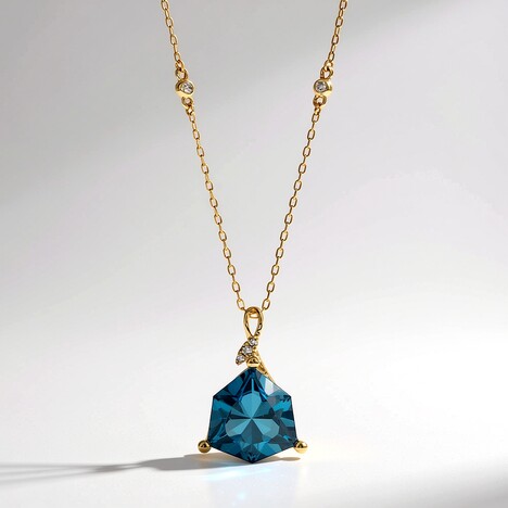 Collana in oro con Topazio Blu Londra (CIRARI)