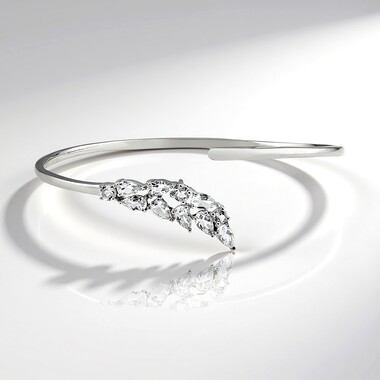 Bransoletka bangle ze srebra - Topaz biały