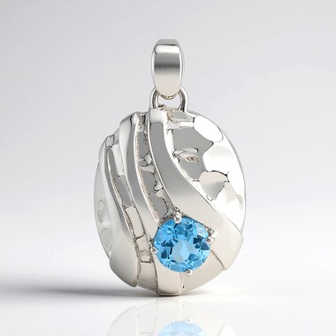Swiss Blue Topaz Silver Pendant (Pallanova)