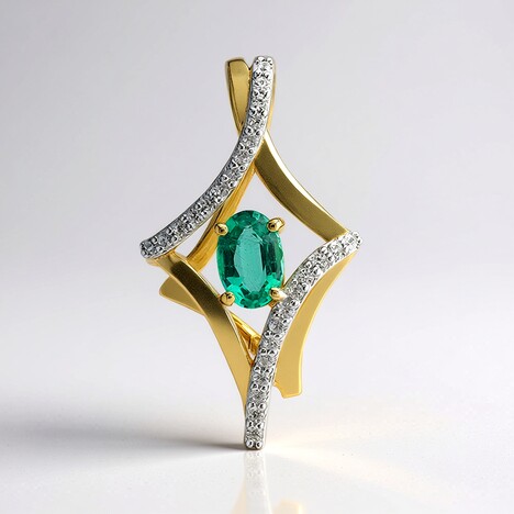 Pendentif en or et Emeraude de Zambie AAA (Rifkind 1894 Collection)