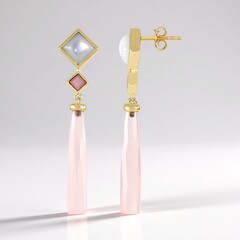 Orecchini in argento con Calcedonio Rosa (KM by Juwelo)